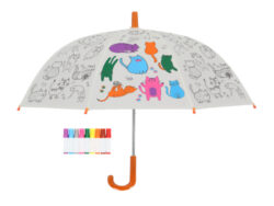 Deštník dětský CATS + fixy, PIY - k vybarvení, pr.70x69cm - Deštník s dětským motivem