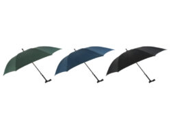 Deštník s holí, 3T - Set 3 ks hedvábných deštníků. Se sklolaminátovou rukojetí opatřenou plastovým úchopem. Ve složeném stavu vhodné i pro využití jako podpůrná hůl při chůzi. Ve 3 různých barevných zpracování. V barvě mechová zelená, borůvková modrá a půlnoční černá. Rozměr v cm (ŠxHxV): 104x104x88,5. Obsah: neuvádí se. Materiál: jemná hedvábná tkanina, sklolaminát, PP.