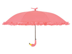 Deštník Plameňák s volánkem - Deštníky Esschert Design: praktické, stylové, originální. Různé motivy, barvy, funkce. Užijte si procházku v dešti ve stylu.