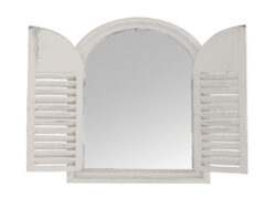 Zrcadlo bílé s okenicemi - Zrcadla Esschert Design. Ideální pro venkovní využití. Odráží světlo a zeleň, vytváří prostorovou iluzi.