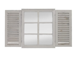 Zrcadlo s okenicemi, bílá - Zrcadla Esschert Design. Ideální pro venkovní využití. Odráží světlo a zeleň, vytváří prostorovou iluzi.