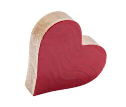 DOP JJ Srdce, mangové dřevo, červená, 14x14x3,5cm