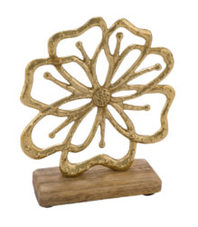 DOP JDD Dekorace na postavci Květina, zlatá, 10,8x5,1x12,8cm - Popis se připravuje - možno na dotaz