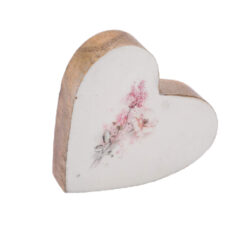 DOP JDD Dekorace srdce Romantic, mango, přírodní/růžová/bílá, 14,5x3,2x15cm