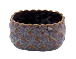 DOP JDD Obal na květináč No Limit, oválný, keramika, modrá/hnědá, 17x10x9,5cm