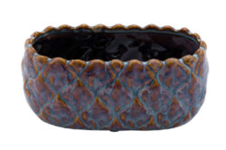 DOP JDD Obal na květináč No Limit, oválný, keramika, modrá/hnědá, 20x11x9,5cm *