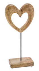 Dekorace srdce na podstavci dřevěné MANGO HEART, p - Popis se připravuje - možno na dotaz