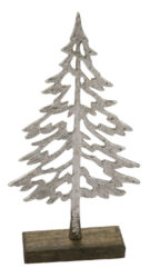 VDT Dekorace strom na podstavci, dřevo/kov, stříbrná, 14,5x5x27cm, ks