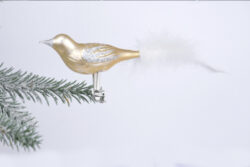 Ozdoba vánoční ptáček, zlatá, 19cm - Popis se pipravuje - mono na dotaz