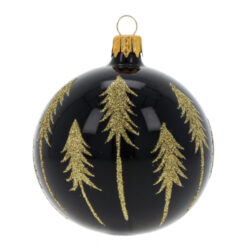 Ozdoba vánoční, koule les, černá/zlatá, 8cm - Popis se pipravuje - mono na dotaz