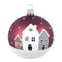 VDT Ozdoba vánoční koule, barevné domky, 8cm
