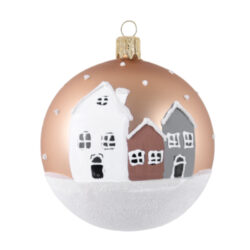 Ozdoba vánoční koule, barevné domky, 8cm - Zvsn vnon dekorace do bytu z kvalitnch materil. Rzn styly, barvy a motivy. Osvtlen i neosvtlen. Inspirujte se na naich socilnch mdich.