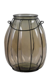 Lucerna/váza LAMP, 32cm|10L lahvově hnědá|kouřová - Popis se připravuje - možno na dotaz