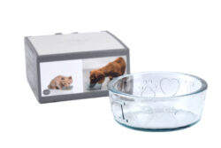 Miska pro psy/kočky, pr.14,5x7,5cm|0,4L, čirá - Krásná miska pro vašeho mazlíčka z ECO produktů VIDRIOS SAN MIGUEL 100% spotřebitelsky recyklované sklo s certifikací GRS.